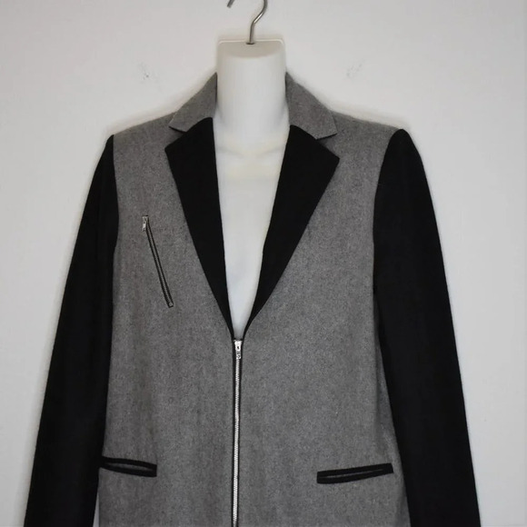 Asilio Coat Midi Colorblock Sz S Wool Preppy Academia Minimalist Neutral - Picture 2 of 16